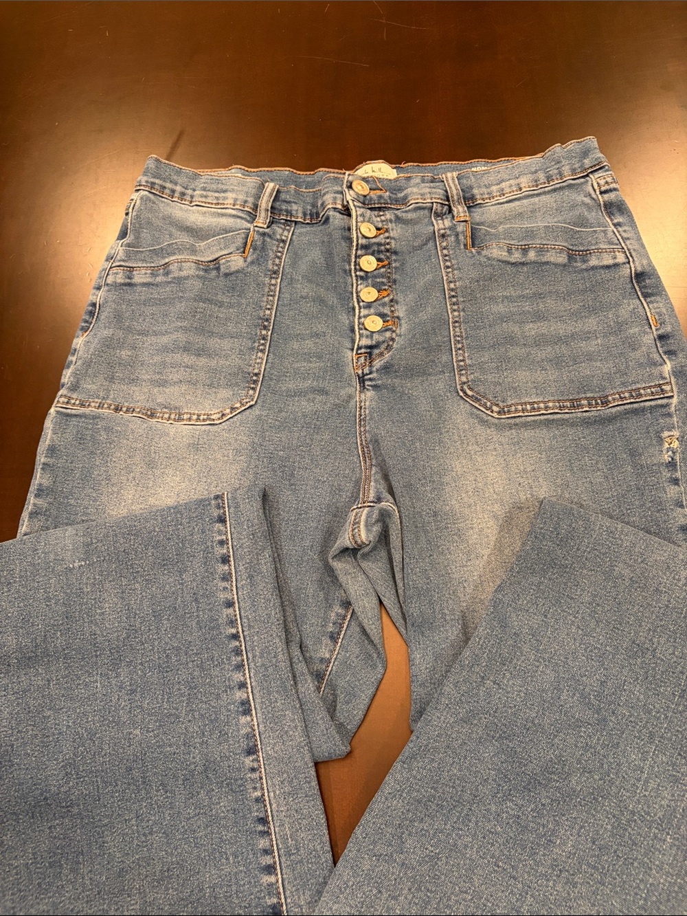 Nicole Miller High-Rise Button-Fly Light Blue Jeans